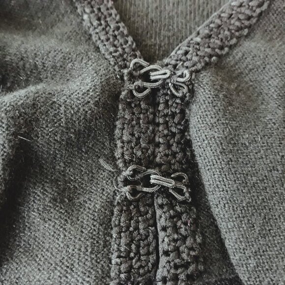 Banana Republic Black Cotton Angora Braided Lady Cardigan Sweater M - DO NOT GO - Picture 7 of 12